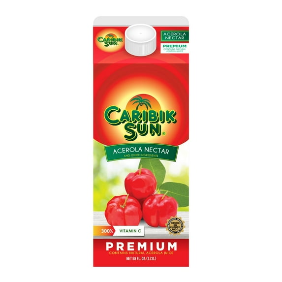 Caribik Sun Acerola Nectar Premium, 300% Vitamin C, 58 fl oz, Fruit Refrigerated Juice