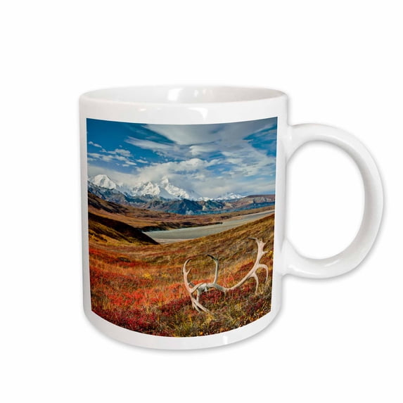 3drose, Caribou Antlers on the Alaskan Tundra, Denali Np, Alaska, Usa, 15oz Mug