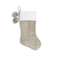 thumbnail image 1 of Caribou Beige Faux Fur Stocking with White Velvet Cuff and Pom Poms, 1 of 4