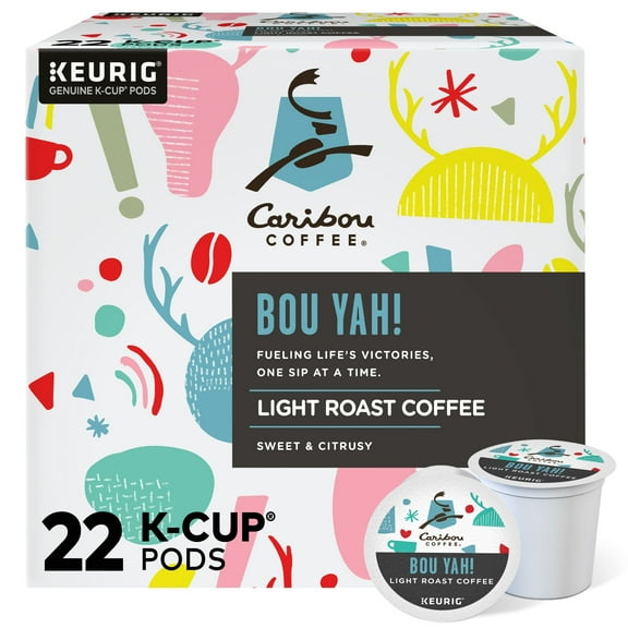 Caribou Coffee, Bou Yah Light Roast K-Cup Coffee Pods, 22 Count
