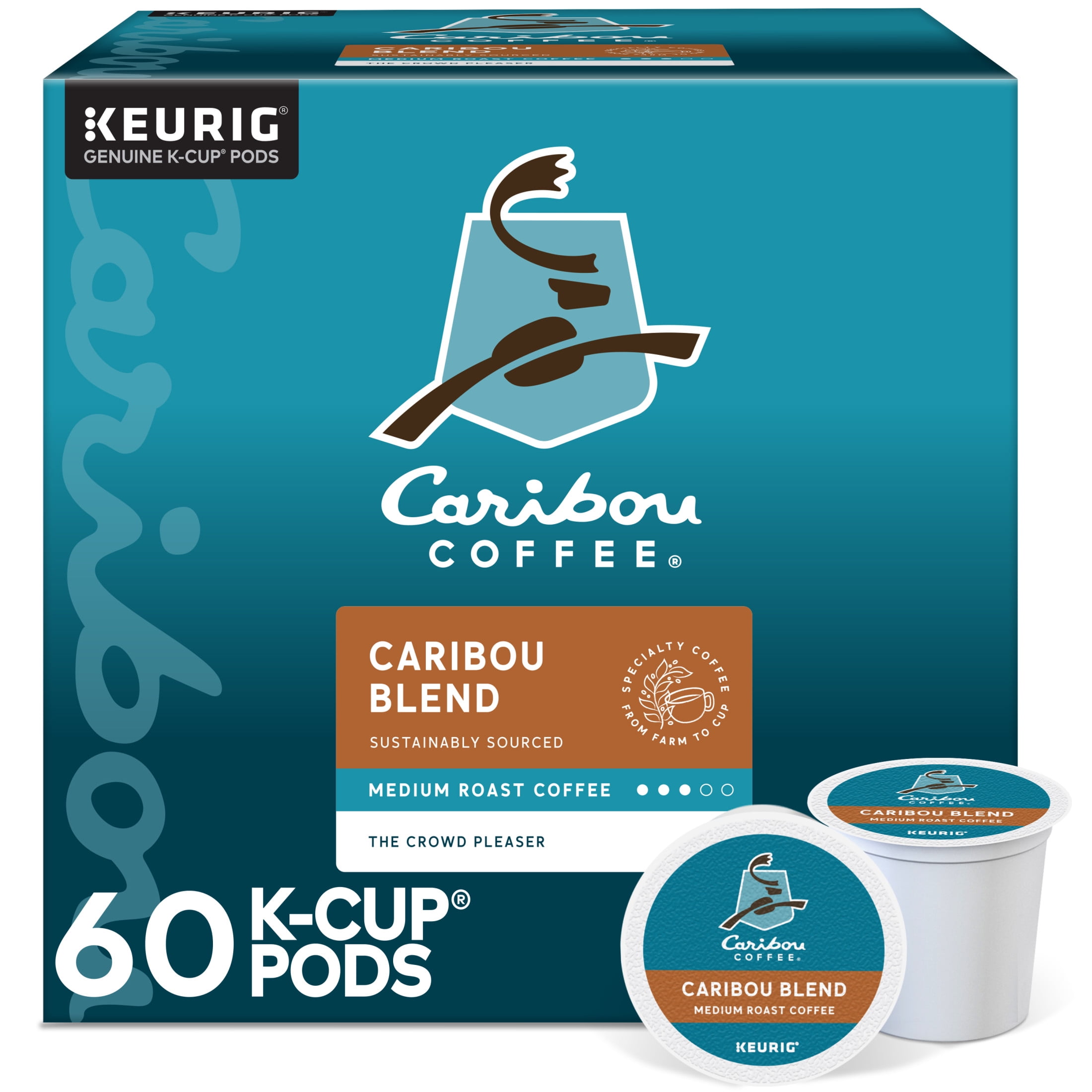 Caribou Coffee, Caribou Blend Medium Roast K-Cup Coffee Pods, 60 Count