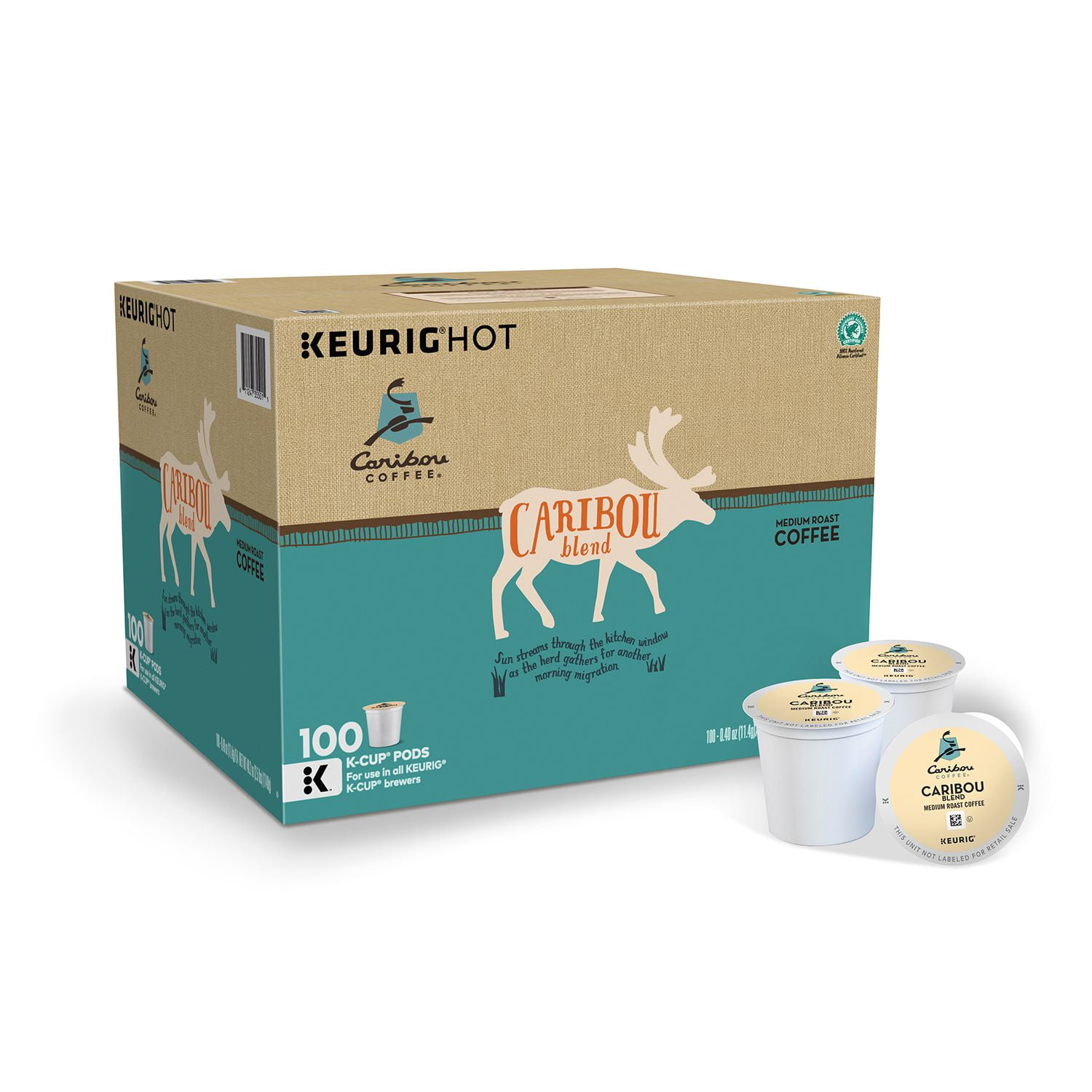 Green Mountain Caribou Coffee Medium Roast Caribou Blend 100 K-Cup Pods ...
