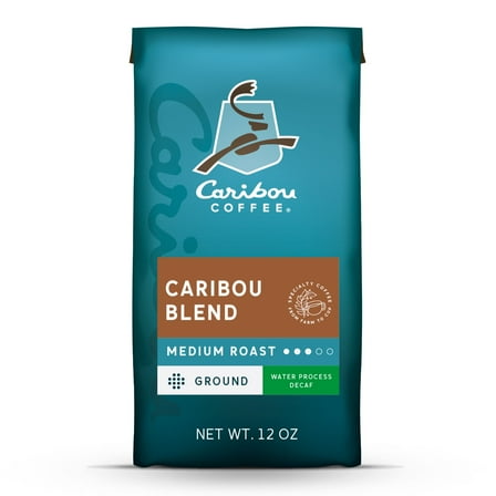 Caribou Coffee Decaf Caribou Blend Premium Medium Roast Ground Coffee, Arabica, 12 oz