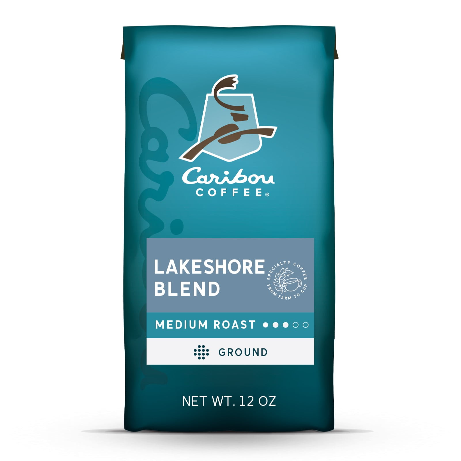 Caribou Coffee Lakeshore Blend Premium Medium Roast Ground Coffee, Arabica, 12 oz