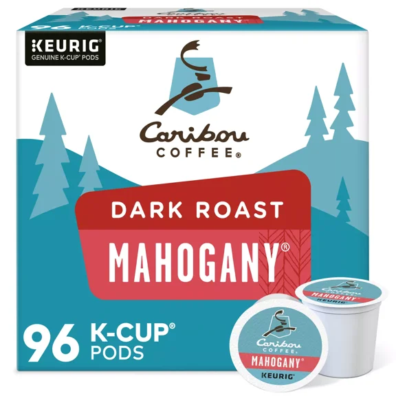 Caribou Coffee, Mahogany, 96 K-Cup Pods, Dark Roast Coffee