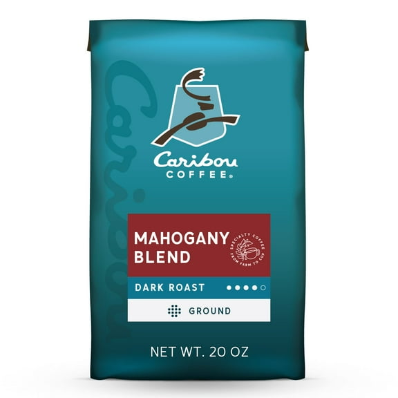 Caribou Coffee Mahogany Premium Dark Roast Ground Coffee, Arabica, 20 oz