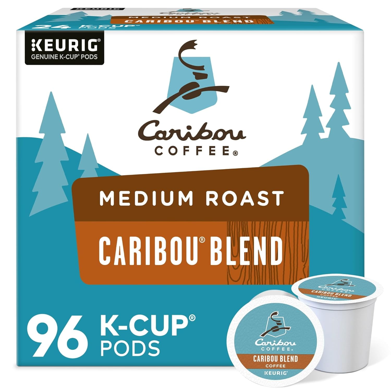 Caribou Blend, Single-Serve Keurig K-Cup Pods, Medium Roast Coffee, 24 Count (Pack of 4)