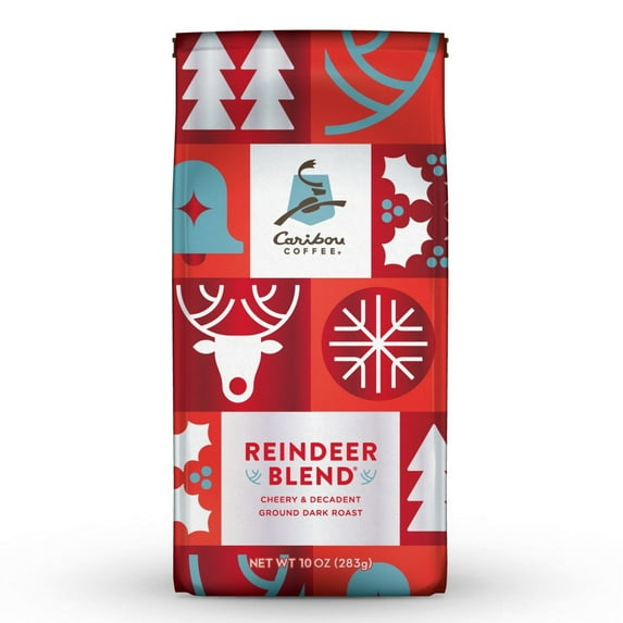 Caribou Coffee Reindeer Premium Dark Roast Ground Coffee, Arabica, 10 oz