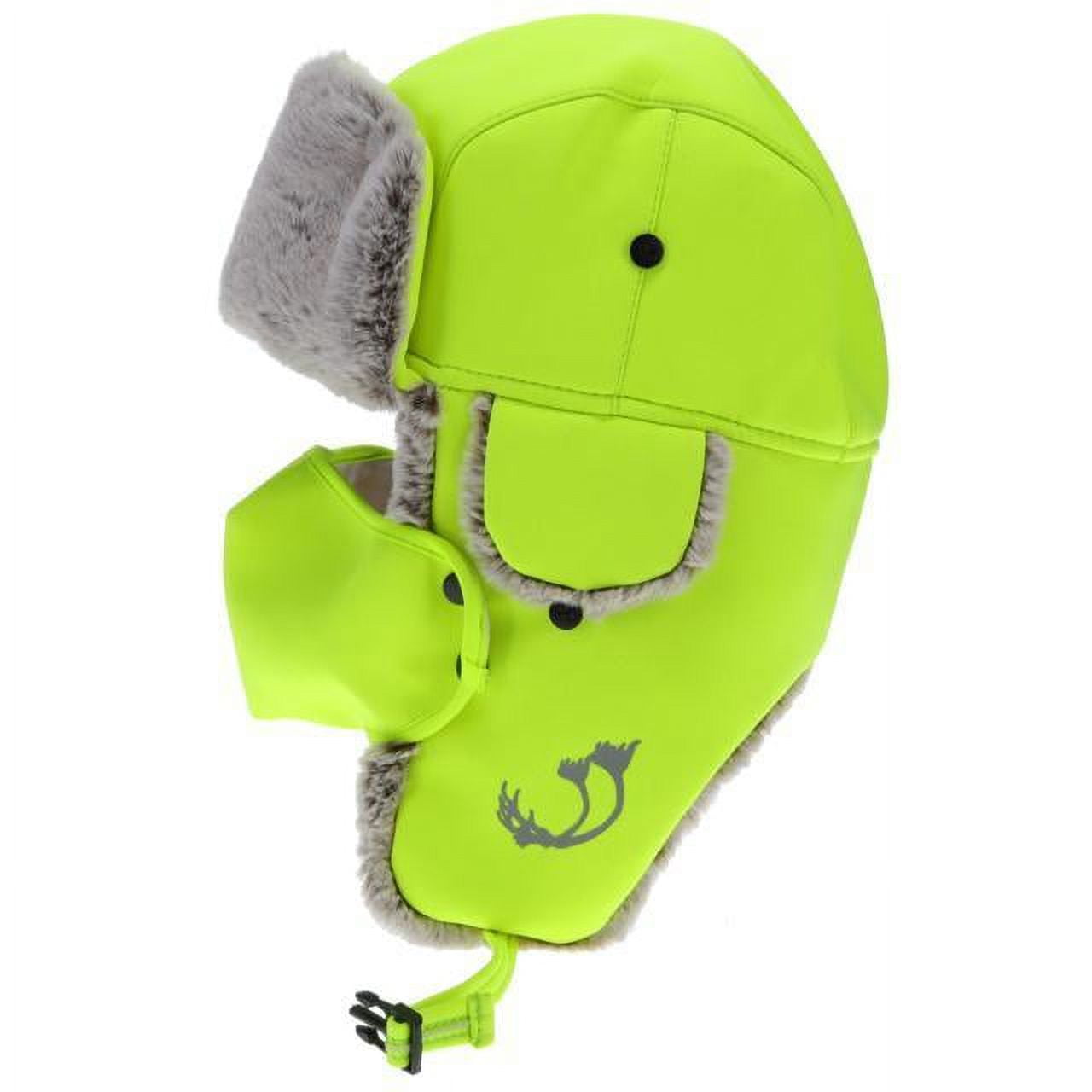 Caribou Pass HBSW2207HV High Visibility Trooper Hat-Ushanka Faux Fur-Lined Trapper Hat Mens Bomber Hat with Removable Wind Guard Hi-Vis Yellow