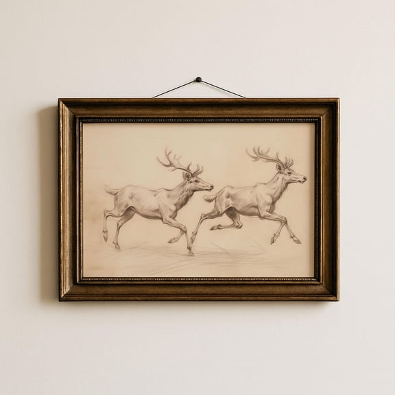 Caribou Sketch Wall Art Rustic Wildlife Print Woodland Animal Drawing Northern Wildlife Wall Art Nature Lover Man Cave Wall Art Poster, Unframed Poster Size 8x12 F03.1.15l1267