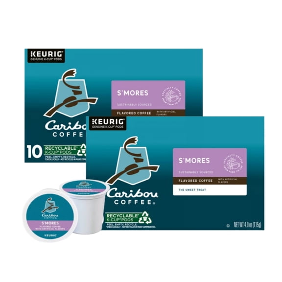 Caribou Smores Flavored Coffee K Cup Pods, 20 Count