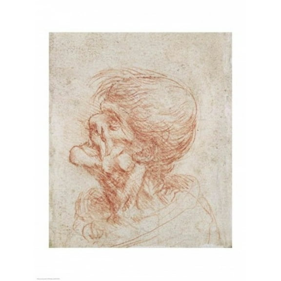 Caricature Head Study of an Old Man Poster Print by Leonardo Da Vinci (18 x 24)