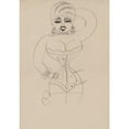 thumbnail image 1 of Caricature Of A Corseted Mae West By Miguel Cobarrubias. Ca. 1935. History (18 x 24), 1 of 2