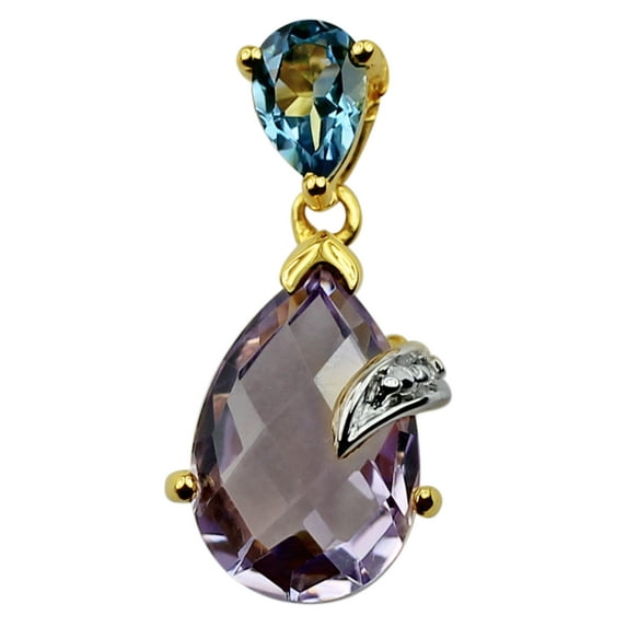 Carillon Amethyst February Birthstone Natural Gemstone Necklace Pendant 925 Sterling Silver Wedding Jewelry | Yellow Gold Plated