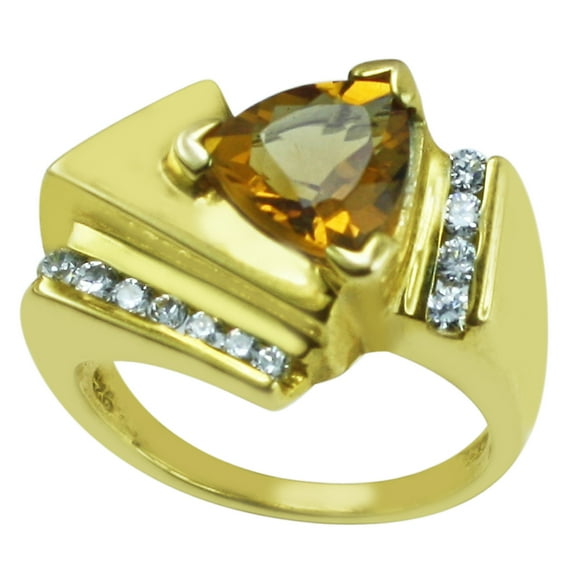 Carillon Classic Trillion Citrine 2.32 Ctw 925 Silver Solitaire Accents Women Love Ring Size US- 12