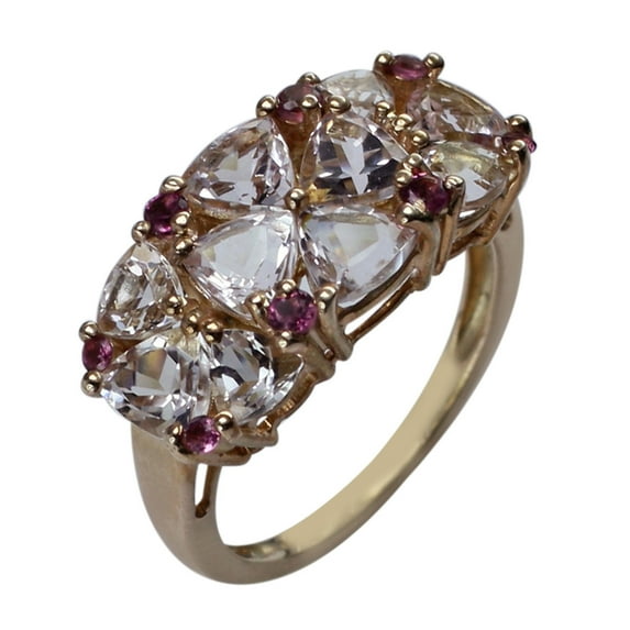 Carillon Cluster 3.74 Ctw Morganite Pink Tourmaline 925 Sterling Silver Rose Gold Women Promise Ring