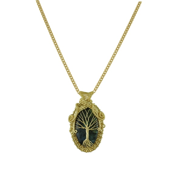 Carillon Handmade Vintage Pendant Necklace Labrodorite Gemstone 925 Sterling Silver Rhodium Plated For Women