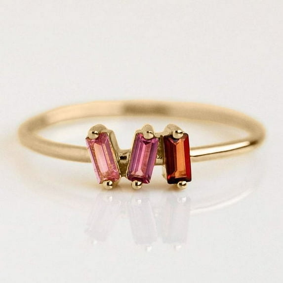 Carillon January Birthstone Red Garnet Ring, Gemstone Promise 0.23 ct 925 Sterling Silver Rose Gold Plated Ring for Women, Ring Size : 11