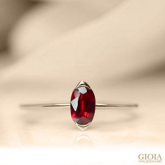 Carillon January Birthstone Red Garnet Ring, Gemstone Promise 0.25 ct 925 Sterling SilverRose Gold Plated Ring for Women, Ring Size : 4.5