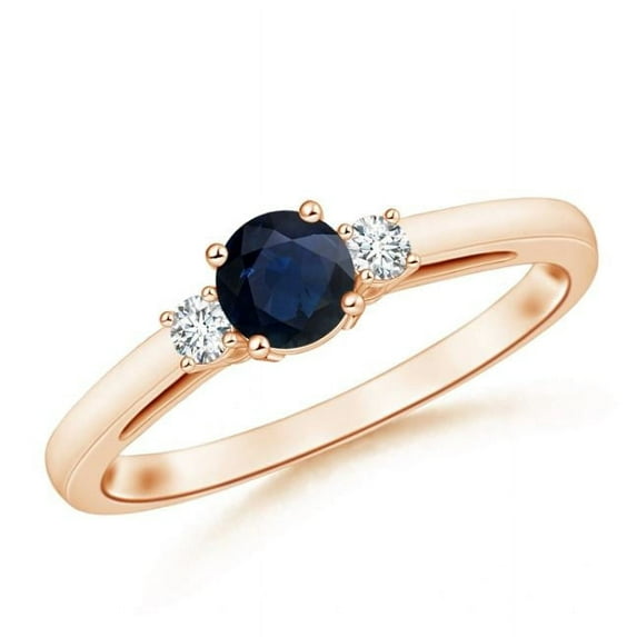 Carillon Sapphire Ring, Gemstone Ring 0.69 ct 18K Rose Gold for Women, Ring Size : 12