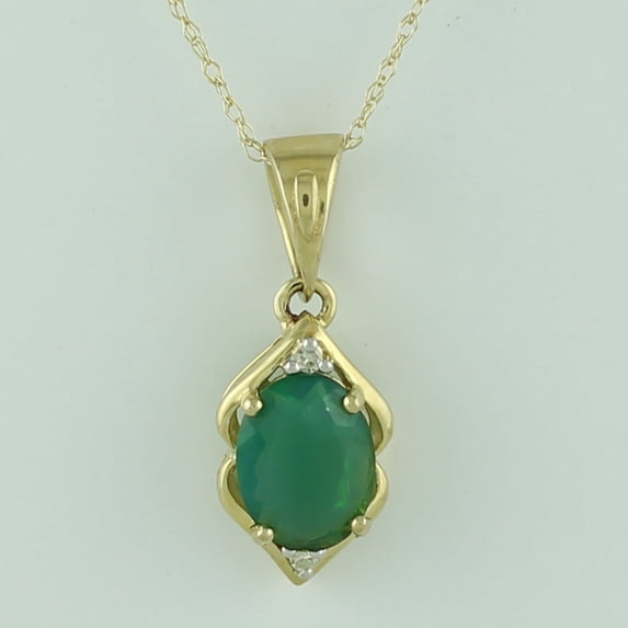 Carillon Skota Emerald May Birthstone Natural Gemstone Necklace Pendant 10K Yellow Gold Party Jewelry