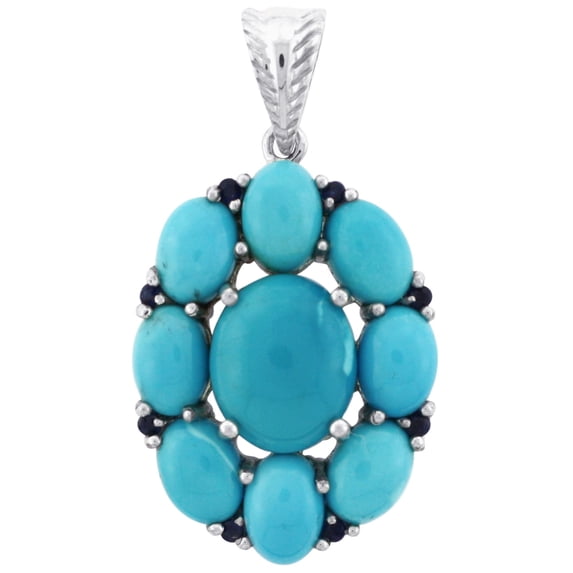 Carillon Sleeping Beauty Turq Natural Gemstone Necklace Pendant 10K White Gold Party Jewelry