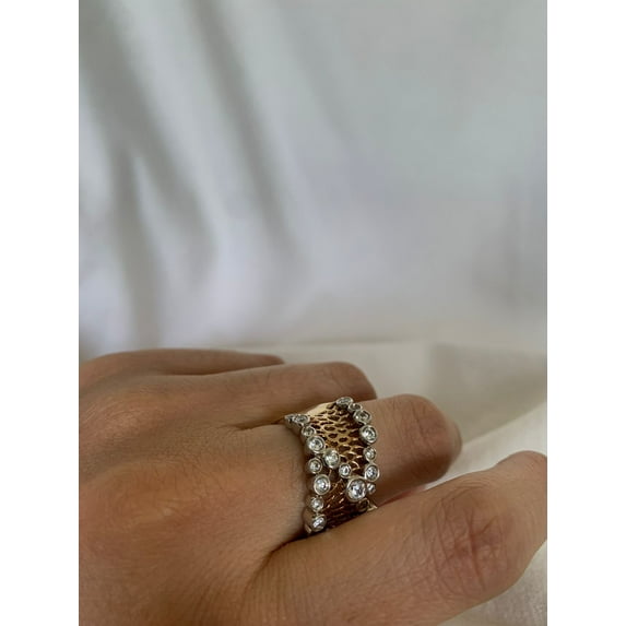 Carillon White Topaz Ring, Gemstone Cluster 0.35 ct 925 Sterling Silver Ring for Women, Ring Size : 5.5