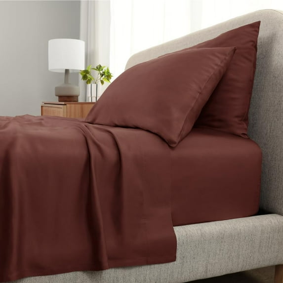 Cariloha Aloha Soft 4-Piece Sheet Set | Maroon Sunset | Queen | Made from 100% Viscose derived from Bamboo |