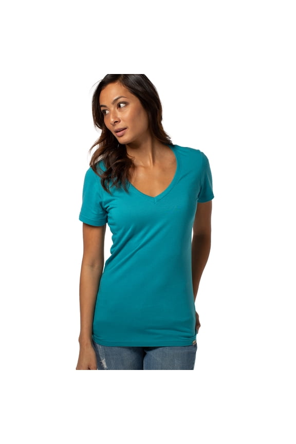 Bamboo V-Neck Tee - Stylish & Comfortable - Odor And Allergy Resistant - Cooler Than Cotton - Ideal For Dress Up - Beautiful Blend Of Fabric - S - Tropical Teal For Women - 1 Pc