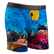 Cariloha Bamboo Viscose Boxer Briefs - Soft, Ultra-breathable and Cool - Ocean Scene - Large