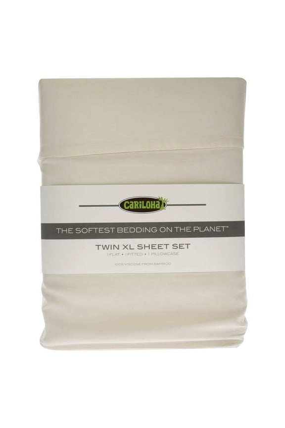Classic Bamboo Bed Sheet Set - Ivory-Twin XL by Cariloha for Unisex - 4 Pc Flatt Sheet, Fitted Sheet, 2 Pillow Cases