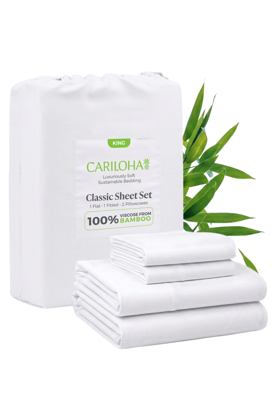 Comfy Twill Classic Sheet Viscose from Bamboo King 4-Piece Set White