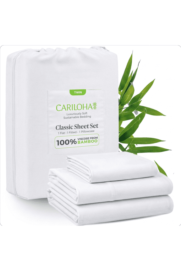 Comfy Twill Classic Sheet Viscose from Bamboo Twin 4-Piece Set White