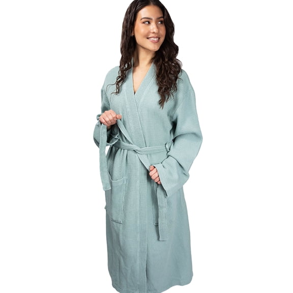 Cariloha Luxury Waffle Knit Bath Robe Viscose from Bamboo S/M Tahitian Breeze