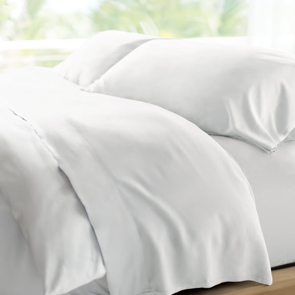 CARILOHA Retreat 100% Bamboo Lyocell Sheets - 4-Piece King Sheet Set - 18 in Extra Deep Pockets - OEKO-TEX Standard 100 - White