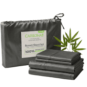 Cariloha Luxurious Sateen Resort Sheet Viscose from Bamboo Queen 4-Piece Set Onyx