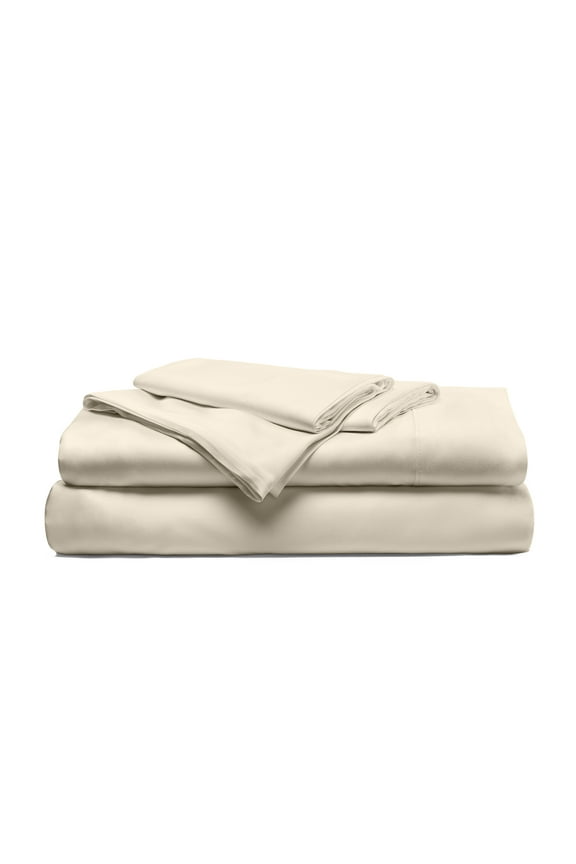 Resort Bamboo Viscose 4-Piece Bed Sheet Set - Odor-Resistant, Sustainable, Hypoallergenic, Soft and Durable - Flat and Fitted Sheets and Two Pillowcases - California King - Coconut Milk