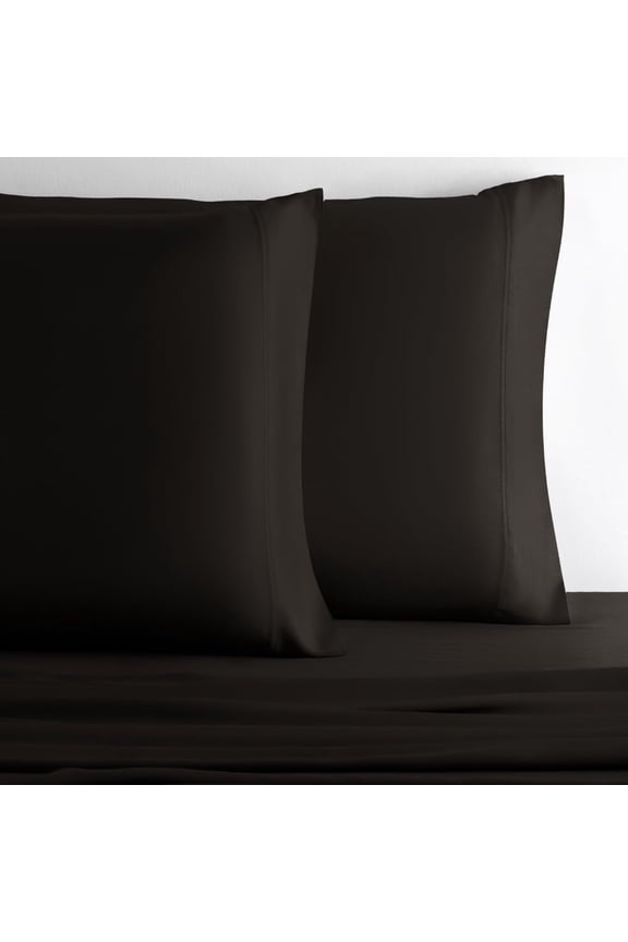 Retreat 2-Piece Sateen Pillowcase Set | Black Sand |King | Lyocell Material | Cooling for Hot Sleepers | Corner Bands