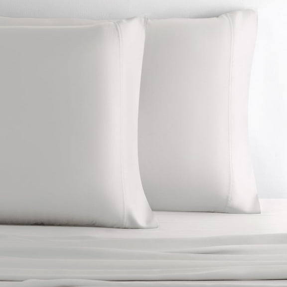 Cariloha Retreat 2-Piece Sateen Pillowcase Set | White |Standard | Lyocell Material | Allergy & Odor Resistant, Breathable, and Extra Soft | Cooling for Hot Sleepers | Corner Bands