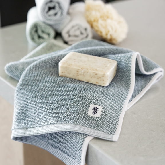 Cariloha Two Toned Hand Towel | Laguna Blue | 16"x24" | Viscose Material Blend | Smooth, Odor Resistant and Highly Absorbent