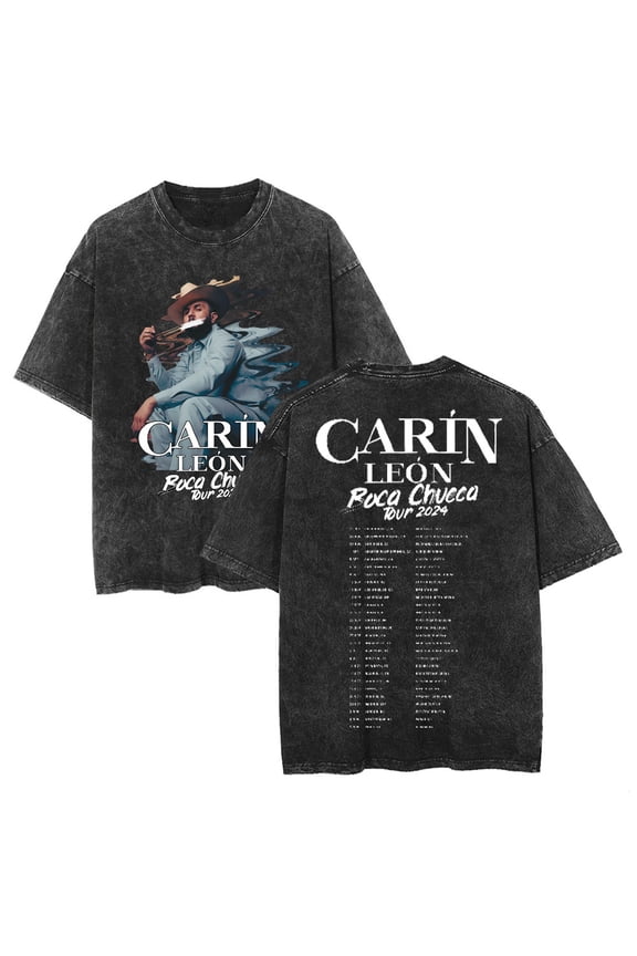 Carin Leon Boca Chueca Tour 2024 Washed Cotton T-shirt Casual Short Sleeve Vintage Tee
