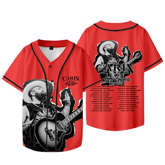Carin Leon Boca Chueca Tour Merch Baseball Jersey V-Neck Shirt Short Sleeve Streetwear Fashion Clothes