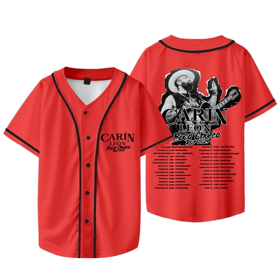 Carin Leon Merch Boca Chueca Tour Baseball Jersey V-Neck Shirt Short Sleeve Streetwear Clothes