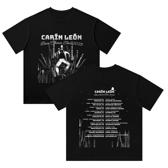Carin Leon Tour 2025 T-Shirt Cotton Vintage Wash Tee For Women/Men Short Sleeve Tshirt Streetwear