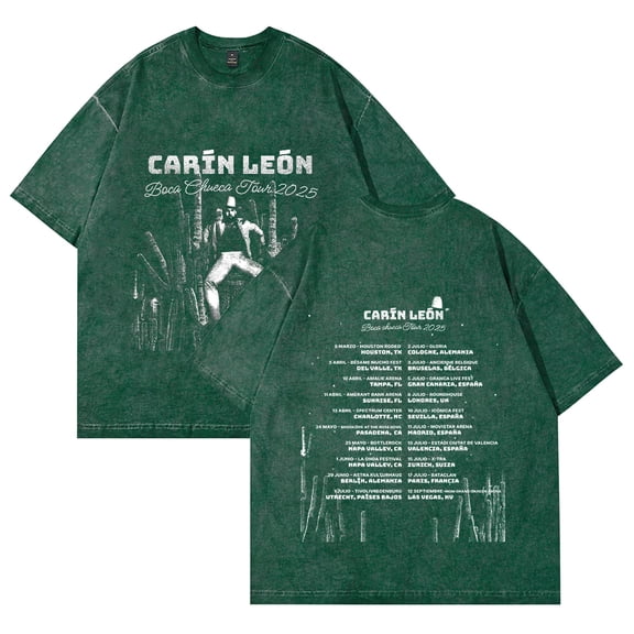 Carin Leon Tour 2025 T-Shirt Cotton Vintage Wash Tee For Women/Men Short Sleeve Tshirt Streetwear