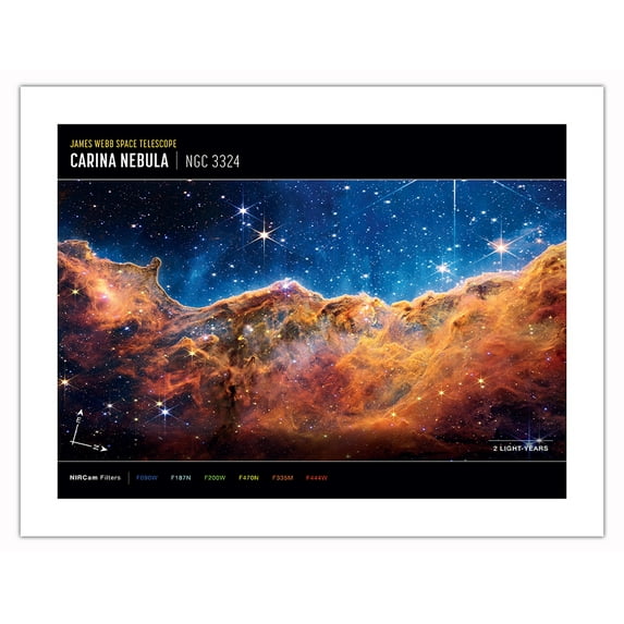 Carina Nebula From James Webb Telescope - NASA Color Photo - Bamboo Fine Art 290gsm Paper (Unframed) 17x22in