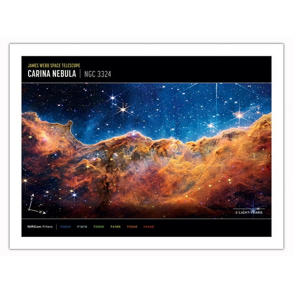Carina Nebula From James Webb Telescope - NASA Color Photo - Fine Art Matte Paper Print (Unframed) 24x32in