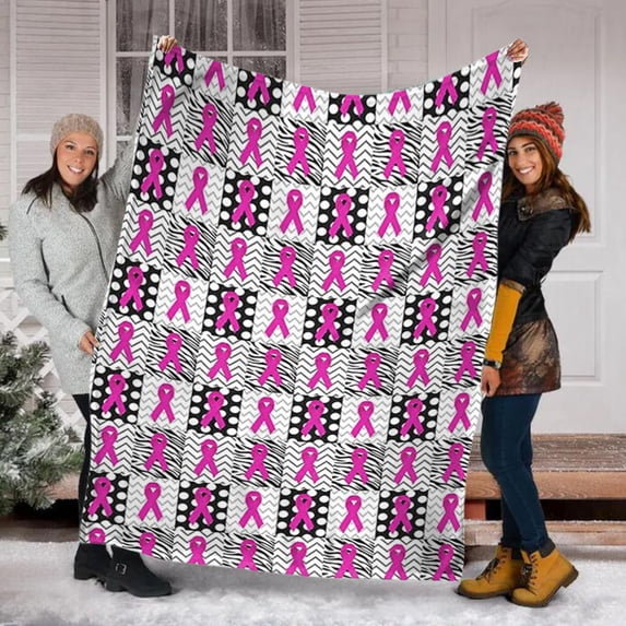 Caring For Breast Cancer Pink Ribbon Awareness Home Textile Flannel Blanket Polyester Blanket,A,Flannel