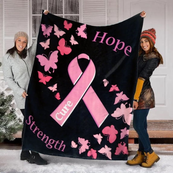 Caring For Breast Cancer Pink Ribbon Awareness Home Textile Flannel Blanket