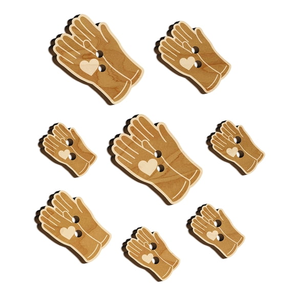 Caring Rubber Gloves Sanitizing Heart Wood Buttons for Crochet Knitting Sewing DIY Craft - 1.25 Inch Large (5pcs)